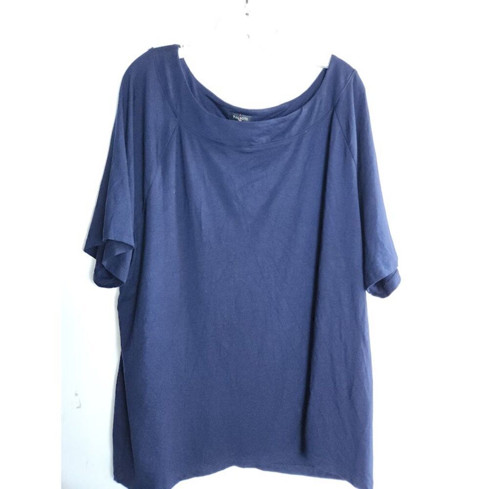 Talbots Women Navy Blue Jersey Knit Scoop Neck Tunic Top size 3X